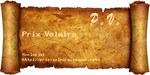 Prix Velmira névjegykártya